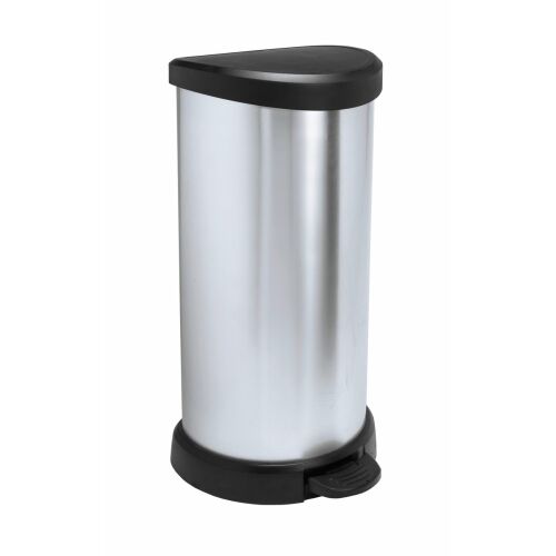 Deco Bin 40L silberner Treteimer aus Metall 140573236