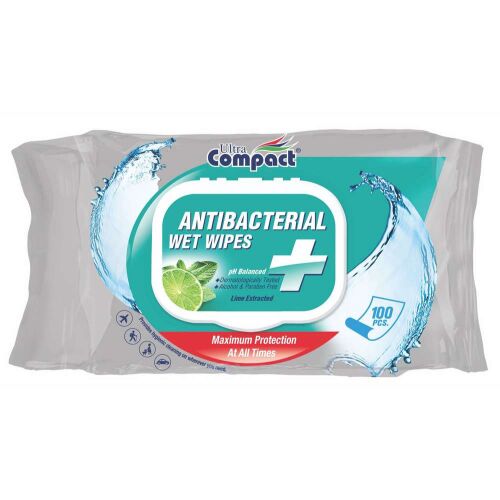 Ultra Compact Antibakteriális Nedves Törlőkendő - 100 db, Lime