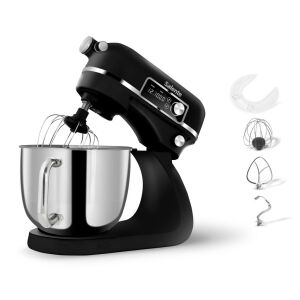 Salente DigiChef2 schwarze Küchenmaschine mit 6-Liter-Edelstahlschüssel und Zubehör - Küchenroboter