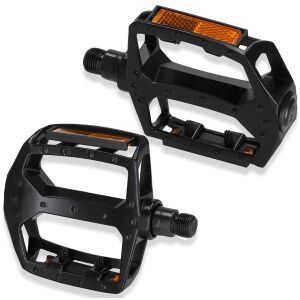 Pár fekete alumínium kerékpár pedál fényvisszaverővel mountain bike-hoz, városi és trekking kerékpárhoz - Kerékpár hajtás