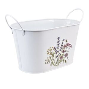 Fehér virágmintás fém tároló