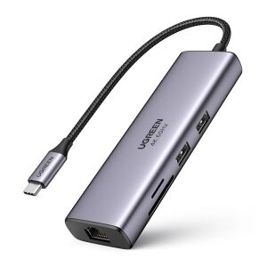 UGREEN CM512 - 7 az 1-ben Type-C HUB - HDMI, USB 3.0, Kártyaolvasó - Sötétszürke 138740427 - Ugreen