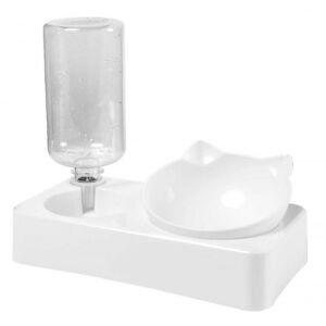 Macska Etetőtál Automata Vízadagolóval - 15° Döntött Tál, 0.5L