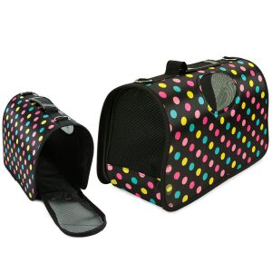 Szállító Táska Macskáknak, Kistestű Kutyáknak - 40x23x26cm, Fekete Pöttyös 138740616 - Hordozó, autós box kisállatoknak