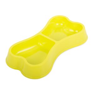 Dupla Műanyag Etetőtál Kutyáknak és Macskáknak - 2 x 0,15L, Sárga