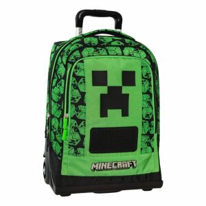 Minecraft Prémium Creepers kerekes iskolatáska, elölnézet - Minecraft