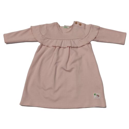 Benetton Rózsaszín Pamut Fodros Ruha - 62-es Méret