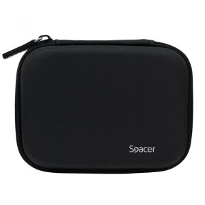 Dištančné puzdro SPACER, pre 2,5" HDD/SSD, vnútorné sieťované vrecko, čierne, "SPHD-001"