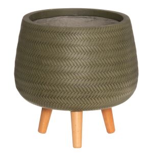 Ghiveci Herringbone cu picioare verde 24x24x27cm 138747814 - Ghivece pentru flori