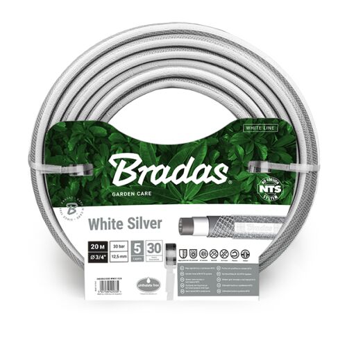 Градински маркуч Bradas White Silver 3/4 инча 20м, NTS система, устойчив на прегъване