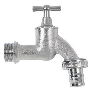 Verchromter ¾-Zoll-Wasserhahn, Nahaufnahme - WC-Sitze, Duschkabine, Wasserhahn, Duschtür, Badezimmerschrank, Wäschekörbe und Brausegarnitur