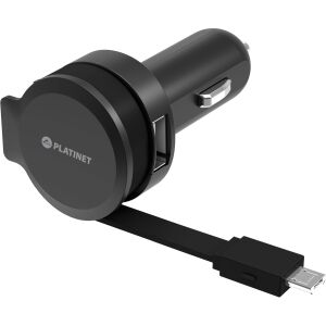 Univerzálna nabíjačka do auta Platinet PLCRRCC s integrovaným obvodom 2,4 A USB + rolovací kábel Micro USB 138748779 - Nabíjačky do auta