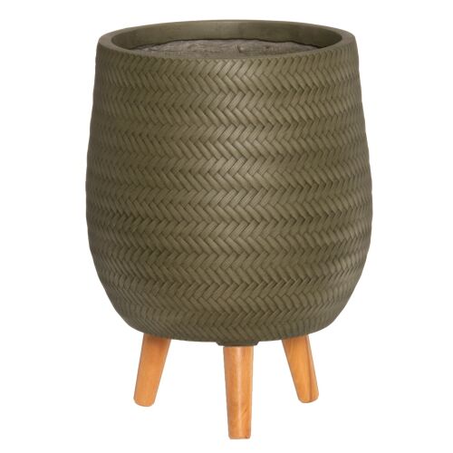 Blumentopf Fischgrät mit Beinen grün 22x22x33cm 138749053