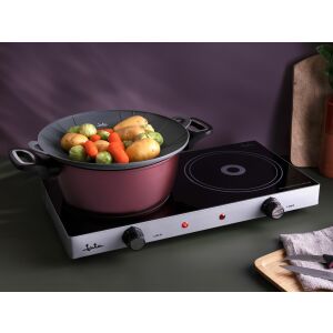 Индукционен котлон с един котлон Jata HACC4533 с тенджера и зеленчуци - Гореща плоча