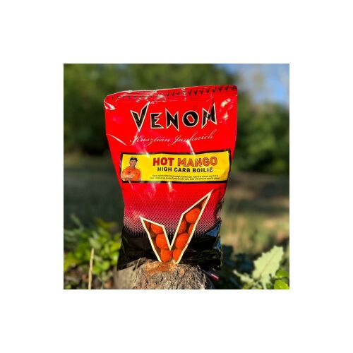 Feedermánia Venom Hot Mango Bojli 24mm, magas szénhidráttartalmú, mangó ízesítésű bojli chilivel és paprikával pontyhorgászathoz - Feedermánia