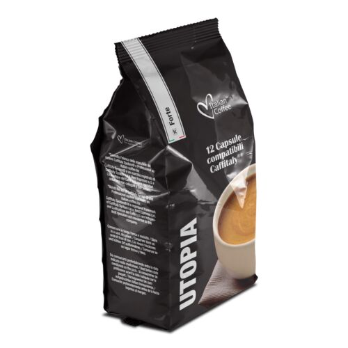 Caffè Utopia Forte olasz kávékapszula, 12 darabos, kompatibilis a Caffitaly rendszerrel