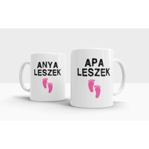 "Anya és Apa leszek" Páros Bögre Szett - Rózsaszín Lábnyommal 138752295 - Ajándék bögre