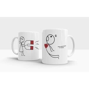 Szerelmes Bögre Szett - Mágnes és Szív Design - 2 db, 3 dl 138752554 - Ajándék bögre