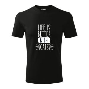 Life is Better with Cats Fekete Unisex Póló 138752559 - Ajándék póló