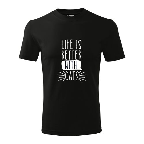 Life is Better with Cats Fekete Unisex Póló 138752559