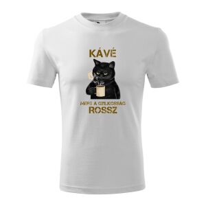 Kávézó Macska Póló - "Kávé, mert a gyilkosság rossz" felirattal - Unisex 138752646 - Ajándék póló