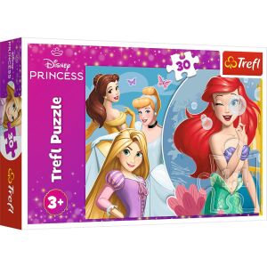 Krabička puzzle Trefl Disney Princesses s 30 dielikmi s Belle, Popoluškou, Rapunzel a Ariel - Puzzle