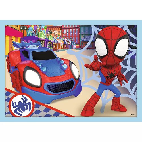 Trefl Spidey a jeho úžasní priatelia Puzzle 4v1: Spiderman a jeho auto