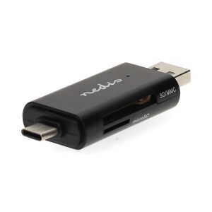 Schräge Ansicht des Nedis CRDRU2110BK USB 2.0 Dual-Kartenlesers - USB-Hubs