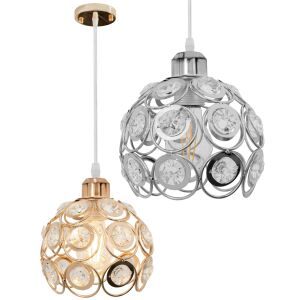 Кристална висяща лампа APP207-1CP сребърна, златисто и сребристо покритие - Лампи и осветление