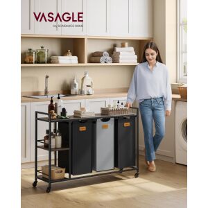 VASAGLE Gurulós Szennyestartó Szortírozó - 150L, 3 Rekesz