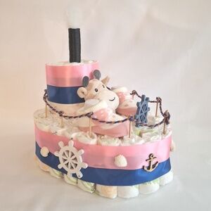 Hajó matrózzal pelenkatorta, 2-5 kg pelenkatorony, babaváró csomag, kelengye