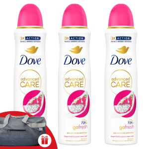 Dove Advanced Care Go Fresh Dragon Fruit & Coconut deodorant 3x150ml with free sports bag - Dezodor