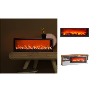 Bewello BW2015 LED dekorációs kandalló nappali környezetben, kollázs. - Bewello