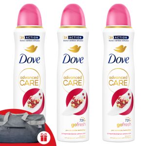 Dove Advanced Care Go Fresh Pomegranate & Lemon Verbena Antiperspirant Deodorant 3x150ml with Free Dove Sports Bag - Dove Dezodor