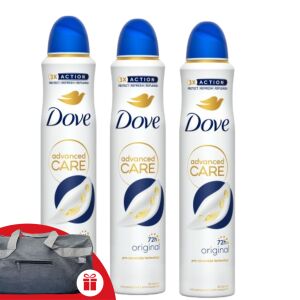 Dove Advanced Care Original Antiperspirant Dezodorant 3x200ml s Darčekovou Športovou Taškou Dove - Dove