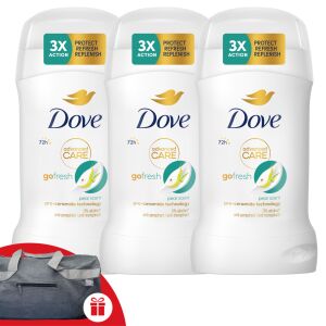 Dove Advanced Care Go Fresh Pear Antiperspirant Deodorant 3-Pack with Gym Bag - Dezodor
