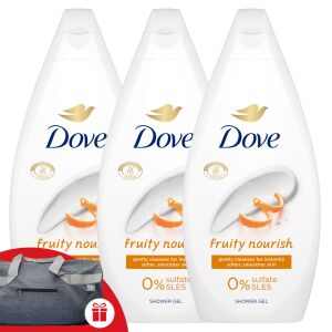 Gel de duș Dove Fruity Nourish 3x450ml cu Geantă Sport Gratuită - Frumusețe și sănătate