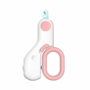 NEXTLY Unghieră LED pentru animale de companie, pentru pisici și câini mici, design ergonomic, alb și roz - Perie pentru animale, mașină de tuns, foarfece, mașină de tăiat gheare