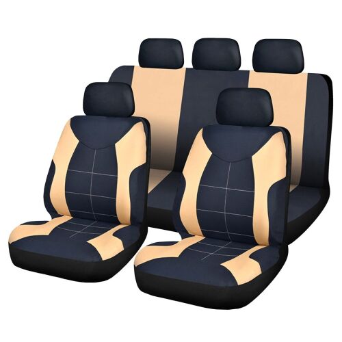 Set Huse universale Elegance pentru scaune auto, negru cu bej, fata-spate