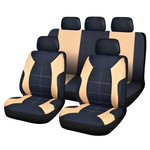 Set complet de huse auto universale Elegance negru cu bej - Huse pentru scaune auto