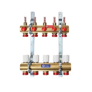 Giacomini R553FY007 előszerelt elosztó-gyűjtő szett, 7 körös, áramlásmérőkkel, padlófűtéshez, 105 m2 138820011 - Giacomini