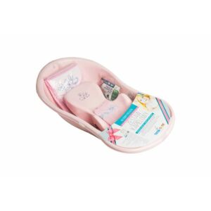 Tega Baby Nyuszi Rózsaszín Babakád Szett 86cm, tartalmaz babakádat, tartót, kapucnis törölközőt és fürdőkesztyűt - Babaápolási szett