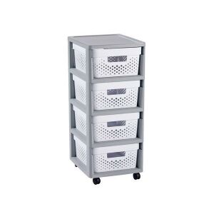 Klappkommode auf Rollen mit 4 Schubladen 11L Infinity 30x36x69cm grau/weiß 140826842 - Lagerung & Organisation