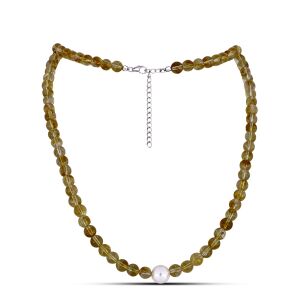 Ezüst Nyaklánc Ural Citrinnel és Édesvízi Gyönggyel 138854878 - Női nyaklánc