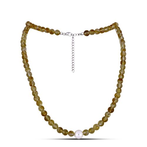 Ezüst Nyaklánc Ural Citrinnel és Édesvízi Gyönggyel 138854878