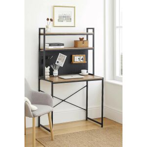 Intenso Home Íróasztal - 84x50cm, Polcokkal, Mágnestáblával, Fekete/Tölgy