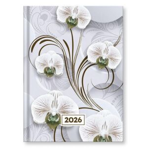 VECTRALINE Mystic White Princess 2026 Napi Határidőnapló Orchidea Mintával - Irodai kiegészítő