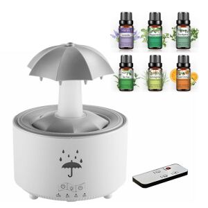 Комплект арома дифузер Phatoil Umbrella - LED, ефект на дъжд + 6 етерични масла 138864036 - Дом и градина