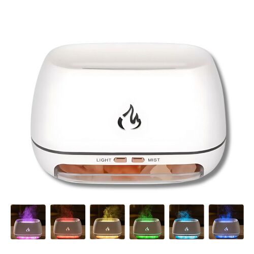 Aromatherapie-Diffusor mit Flammeneffekt und Himalaya-Salzkristallen – Weiß 138864038