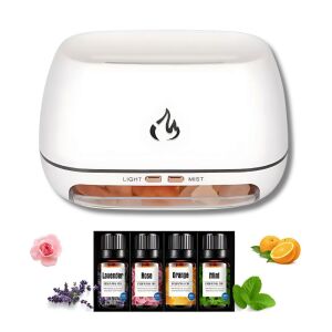 Dyfuzor aromaterapeutyczny z efektem płomienia, solą himalajską i zestawem olejków eterycznych 138864043 - Dyfuzor